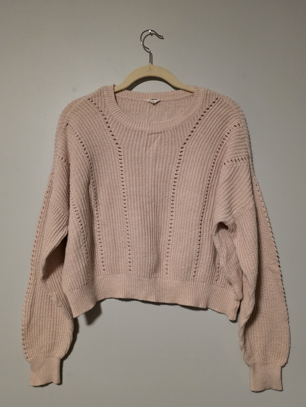 Garage Light Pink Crewneck Knit Sweater